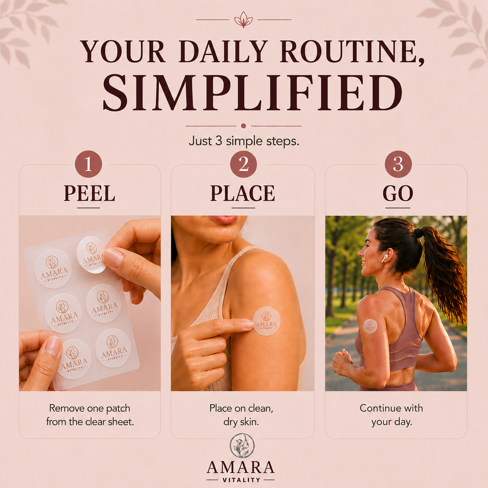 How to apply Amara Vitality patches in 3 simple steps: peel, place, go