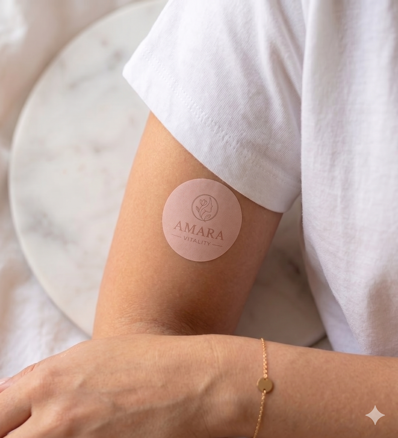 Berberine patch applied on upper arm